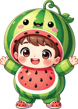Fresh sliced watermelon border design on a white background