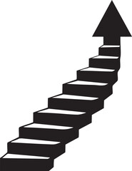 Obraz premium Rising black staircase steps leading to upward arrow icon