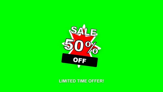 Sale Sticker Burst Discount Label Pop Promotional Badge Animation 4K