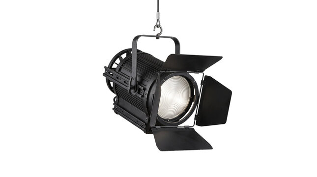 Studio spotlight transparent PNG, isolated theater stage light cutout for film production and event lighting design