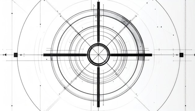 Concentric circles and crosshairs form a precise geometric blueprint or target