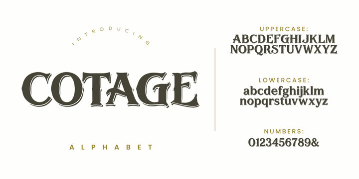Cotage Heavy Serif Font Rustic Typography Style Vector Design For Branding
