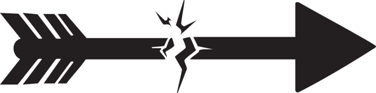 Broken arrow icon representing failure or cancellation with direction