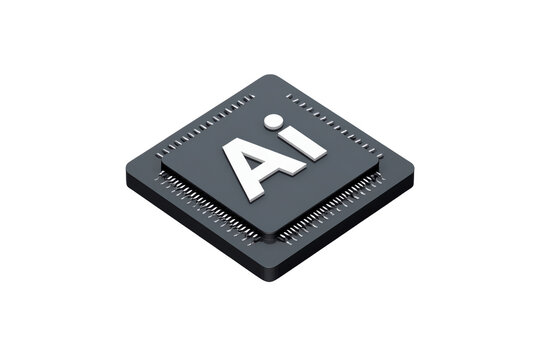 Ai processor chip on square integrated circuit, representing artificial intelligence hardware and deep learning technology