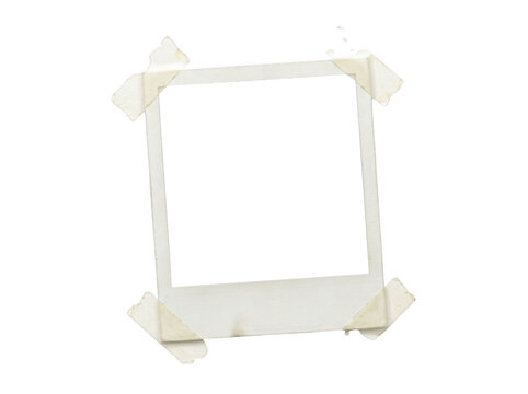 Empty vintage polaroid photo frame attached with adhesive tape