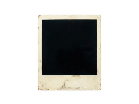 Old vintage polaroid photo frame with a blank dark center