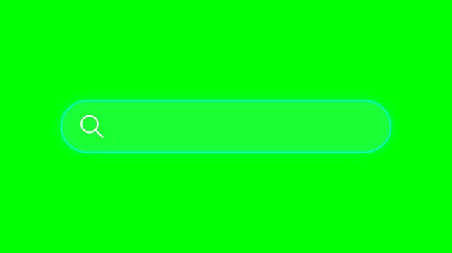 Empty Search Bar UI Element with Magnifying Glass and Blinking Cursor on Green Screen Chroma Key Background for Video Editing and Motion Design