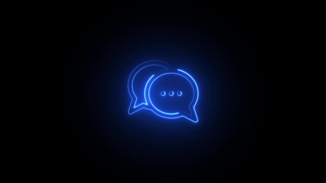 Blue Neon Speech Bubbles on a Black Background Representing Communication and Messaging comp 6800