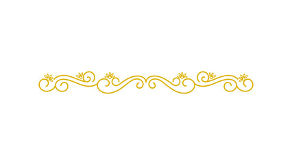 Elegant golden floral swirl divider isolated on transparent background © TawfikStock