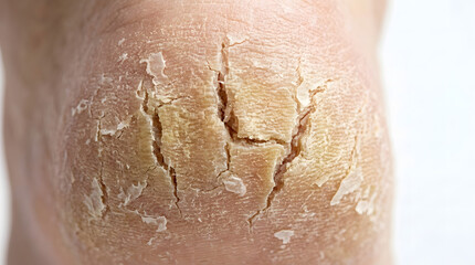 Fototapeta premium Close up of dry cracked skin on a heel.