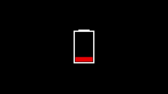 Battery with Warning Sign symbol Abnormal Malfunctioned Battery Icon with Exclamation Sign Resolution Animation Motion Graphics Video Footage with Alpha Channel