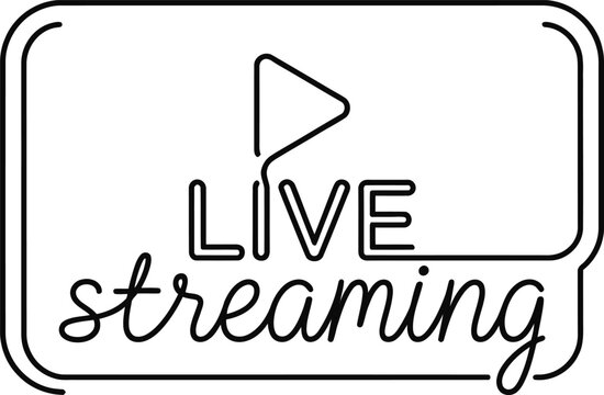 Minimalist continuous line art design for live streaming broadcast icon.