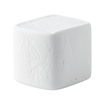 White 3D cube block isolated on transparent background minimal design