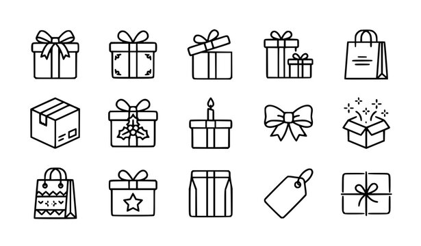 Premium gift box line icon pack for ecommerce vector