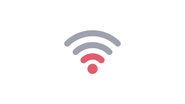 Weak WiFi Signal Icon Animation With Red Active Bar And Grey Inactive Bars On White Background Concept Of Poor Internet Connection