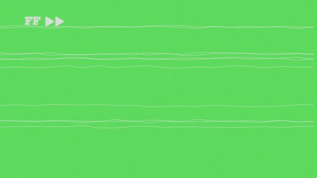 Retro VHS Fast Forward Overlay on Green Screen with Analog Static Scan Lines and Glitch Effect for Vintage Video Production