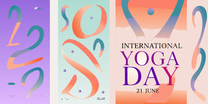 international yoga day poster with colorful gradient numbers 2023 event fitness wellness spirituality health activity balance mindfulness celebration design graphic illustration modern abstract