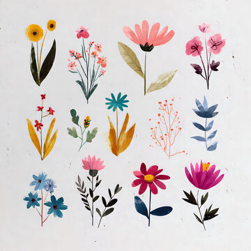A charming collection of watercolor illustrations featuring a diverse array of vibrant and delicate floral designs perfect for creative projects
