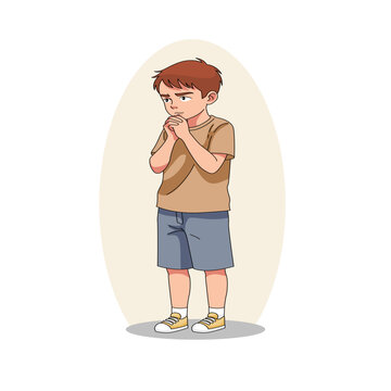 Sad Thinking Boy Cartoon Illustration