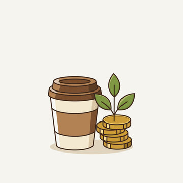 Coffee Cup Money Growth Concept