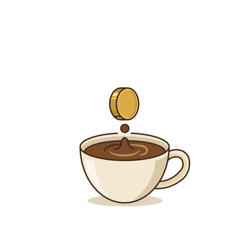 Gold Coin Dropping Into Coffee