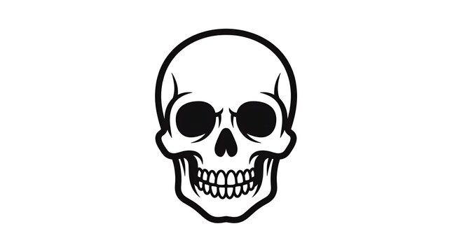 Skull with sharp teeth and hollow eyes.