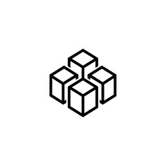 Naklejka premium Abstract geometric arrangement of four connected cubes icon, vector illustration