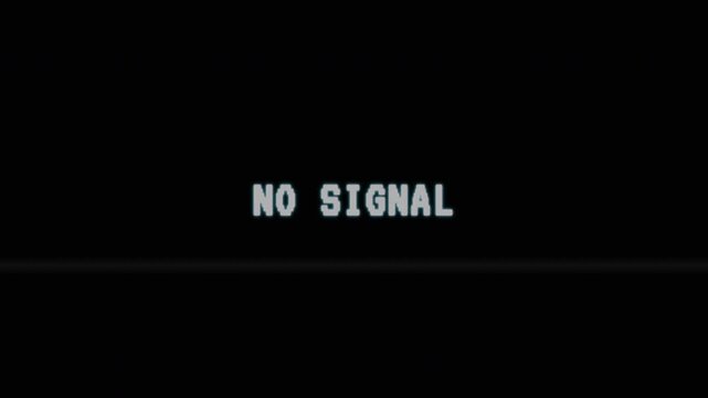Retro VHS style no signal error screen with glitch effects 4k