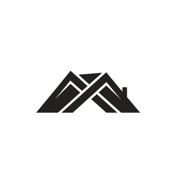 Abstract Roofline Logo Icon, Modern Architecture Symbol, Geometric Home Design Element