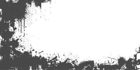 Graffiti Splatter Border: A striking black and white abstract graphic featuring a distressed splatter effect along the bottom and left edge, perfect for adding an urban, grunge aesthetic. © STEAM