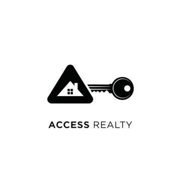 Access Realty Logo: Triangle with House and Key, Real Estate Symbol