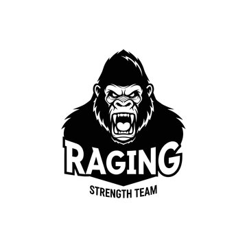 Aggressive Gorilla Mascot Logo - Raging Strength Team