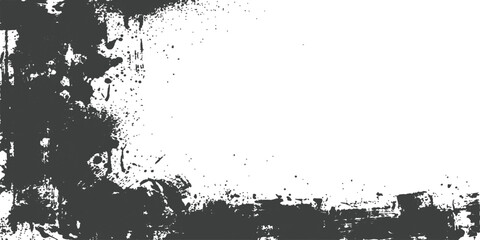 Fototapeta premium Abstract Grunge Texture: A dark, abstract grunge texture with splatters and rough edges on a white background, offering a raw and distressed aesthetic.