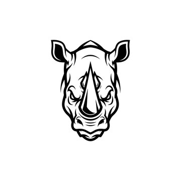 Aggressive Rhino Head Emblem - Powerful Wildlife Mascot Logo