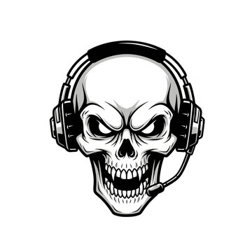 Aggressive Skull Wearing Gaming Headphones with Microphone - Dark and Intense