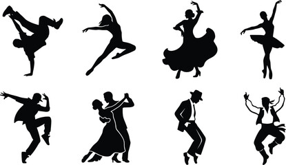 styles, ballet silhouette, ballerina, hip hop dancer, breakdance, ballroom © MdBelal