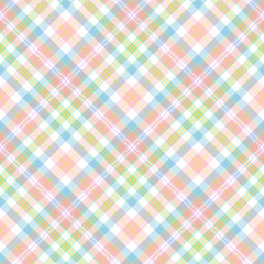 Fototapeta premium Diagonal Pastel Rainbow plaid tartan textile pattern design in pastel colors for fashion and home textiles