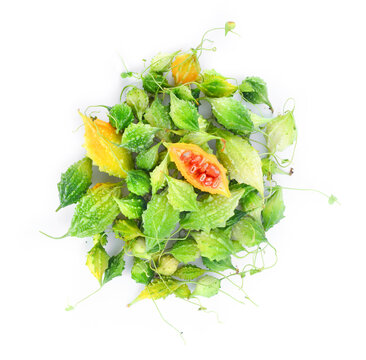 bitter melon, Bitter gourd on white background.