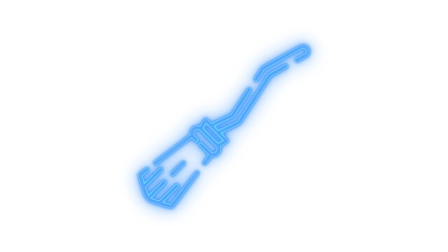 Colorful neon icon of a witch magic broom stick for halloween party decoration isolated on transparent background vector illustration sign for mystical spell or sweeping chore