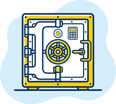 Minimalist Illustration of a Bank Vault Safe Box for Security