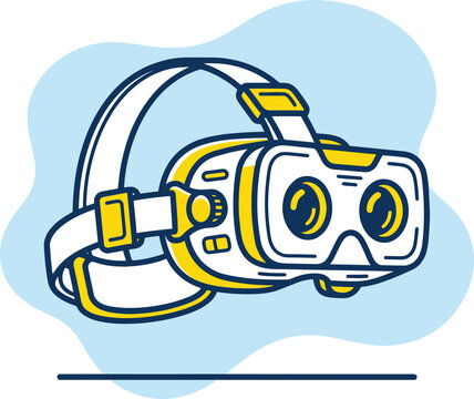 Virtual reality headset line art illustration on white background
