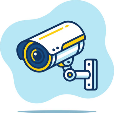 Modern CCTV surveillance camera illustration in flat design style