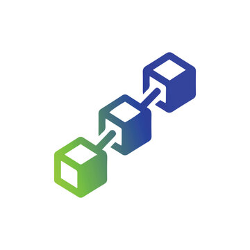 Abstract blockchain cube logo representing secure digital connections, distributed systems and modern technology branding.