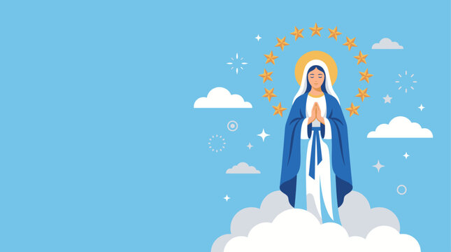 The Assumption of Mary A Heavenly Vision with Stars and Clouds