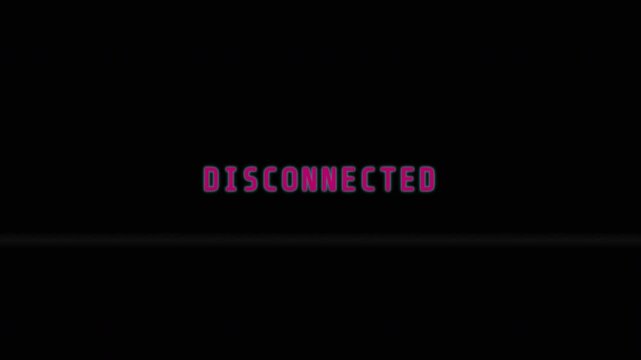 Disconnected text glitch effect on black background 4k
