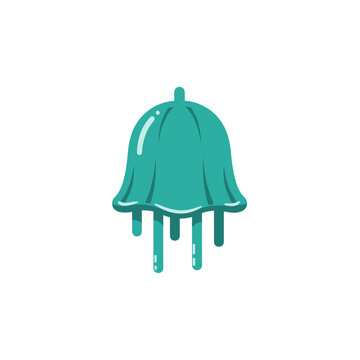 Teal dripping jellyfish flat vector icon.