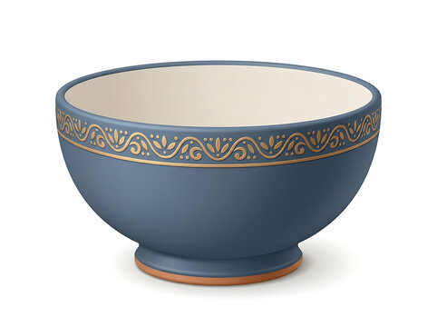 Islamic ceramic decorative bowl with intricate gold pattern. Traditional Middle Eastern serving dish for home decor and cultural displays.