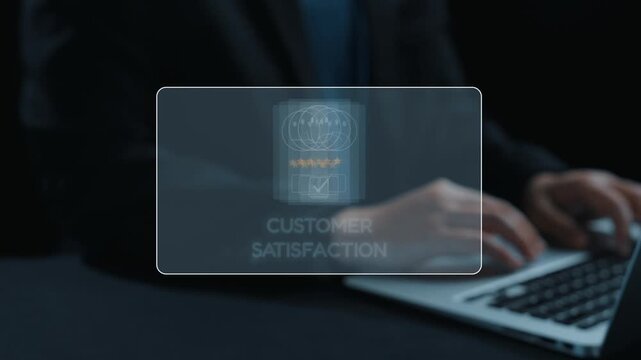 Visual representation of customer satisfaction assessment featuring rating icons and feedback options. Ideal for business analysis, improvement strategies, and user experience studies. Qubit
