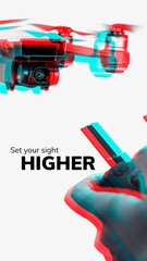 Drone technology Facebook story template, editable double color exposure effect © Rawpixel.com
