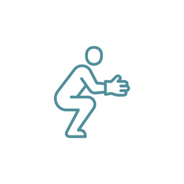 Minimal line icon of a person in squatting position.
